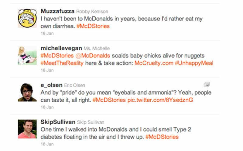  Screenshot van negatieve comments op Twitter over McDonald’s