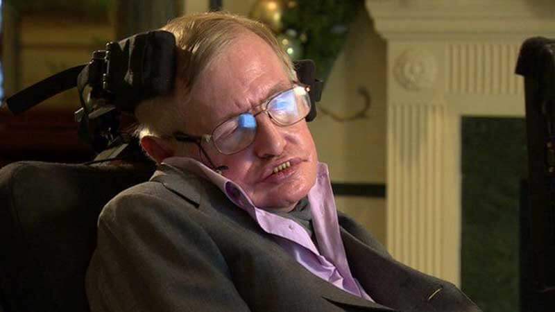 Een close-up van de natuurkundige Stephen Hawking
