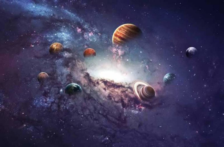 Planeten en sterren in de ruimte