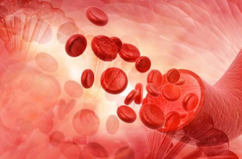 Digitale illustratie van bloed en rode bloedcellen