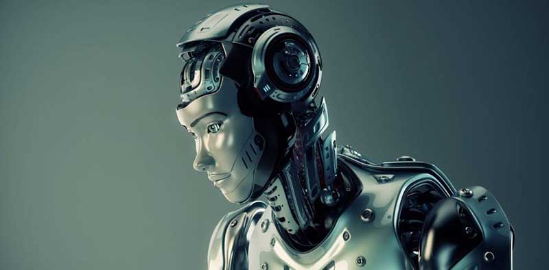 A grey humanoid robot, with its face looking away