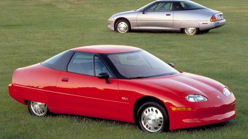 EV-1 red and silver electric cars