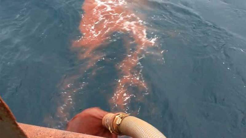 The process of iron fertilisation adding iron sulphate dust into the ocean