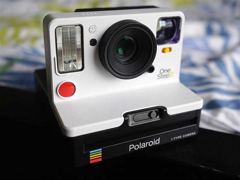 A close-up of the OneStep 2 Polaroid camera 