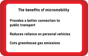 An infographic showing the benefits of micromobility.