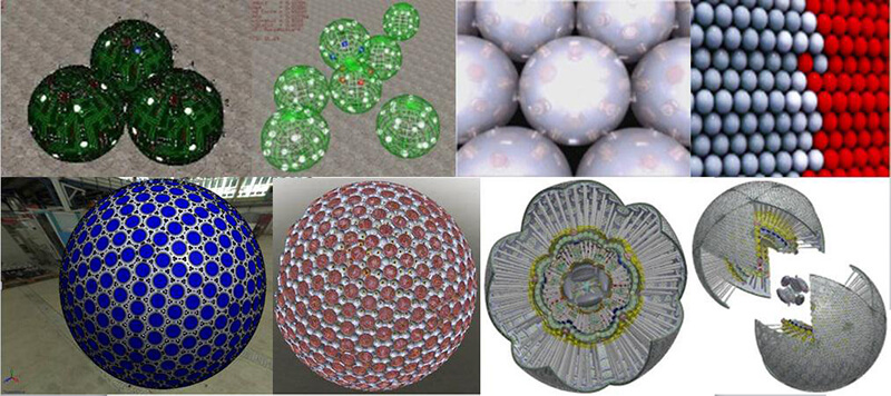 A mosaic of 8 pictures representing electronic nano-scaled devices