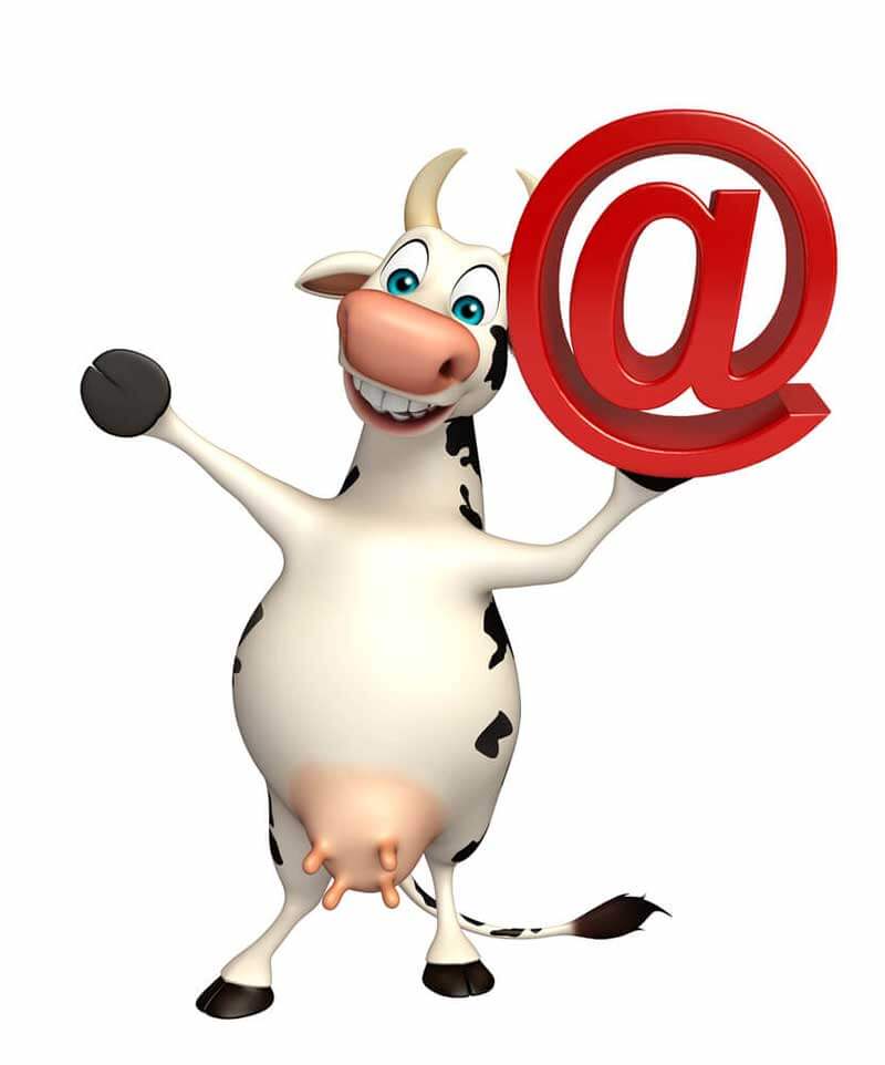 Funny animated cow with @-sign