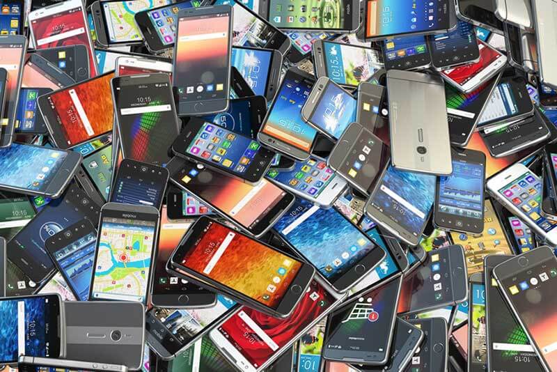 A pile of mobile phones